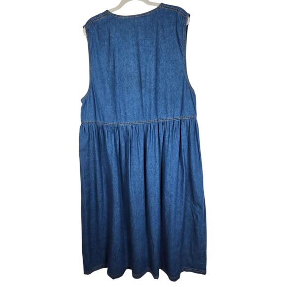 Vintage Denim Dress Womens 20 Noahs Ark Embroidered Jumper Talk America Modest - Picture 5 of 7